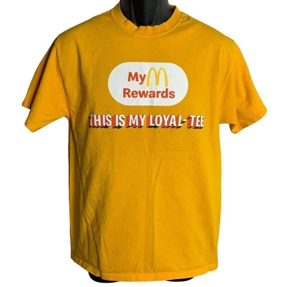 McDonalds Uniform Crewneck T Shirt S Orange Short Sleeves Rewards Loyal Tee